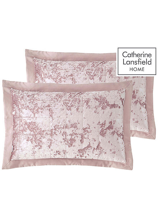 Catherine Lansfield Blush Crushed Velvet Pair of Pillowshams Kaleidoscope