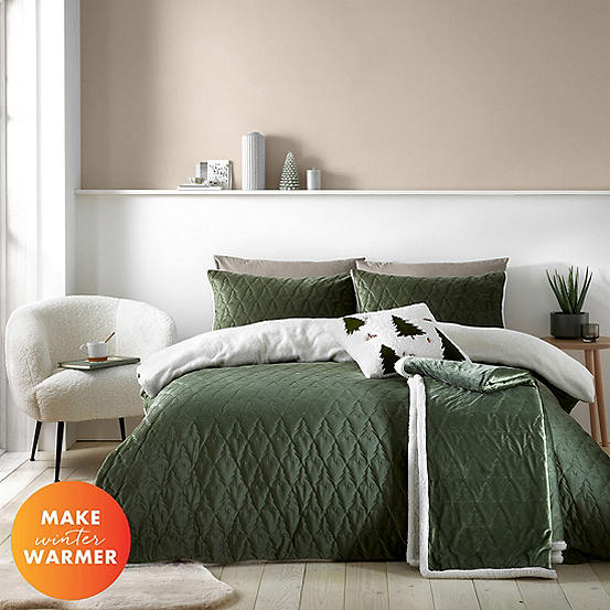 Catherine Lansfield Cosy Soft Christmas Tree Duvet Cover Set Kaleidoscope