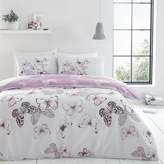 Catherine Lansfield Heather Scatter Butterfly Duvet Set