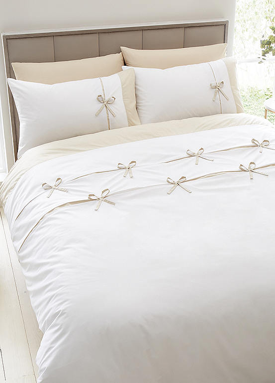 Catherine Lansfield Natural Milo Bow Duvet Cover Set | Kaleidoscope