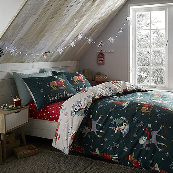Catherine Lansfield Santa Paws Duvet Cover Set Kaleidoscope