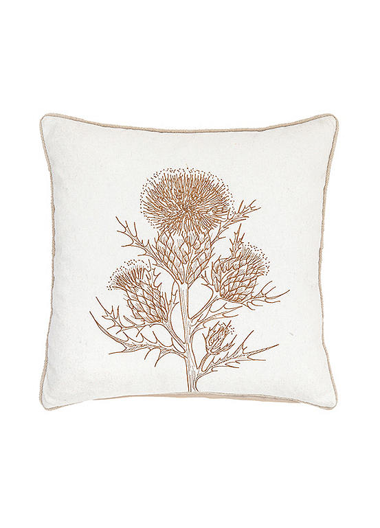 Chic Living Natural Embroidered Thistle 45 x 45cm Cushion Cover