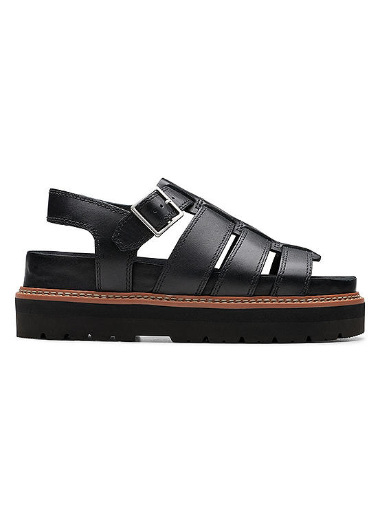 Clarks Black Leather Orianna Twist Sandals