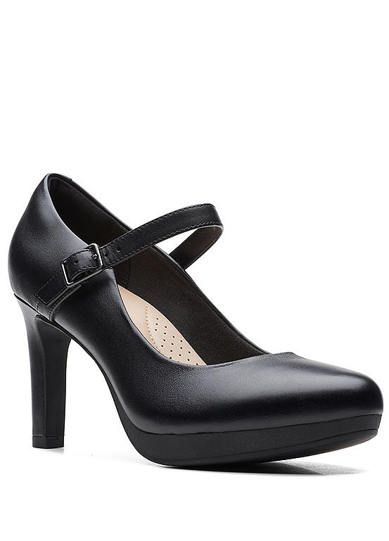 Clarks Collection Ambyr Shine Black Leather Court Shoes