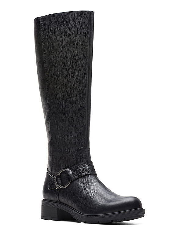 Clarks Hearth Rae Black Leather Boots