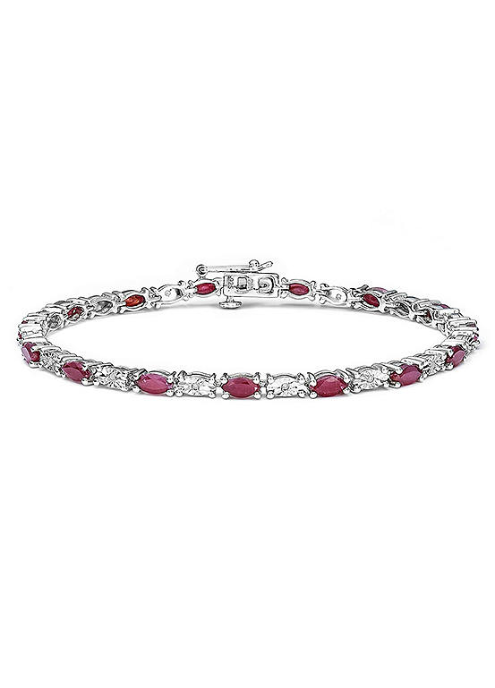 Colour Collection Sterling Silver Ruby and Diamond Bracelet