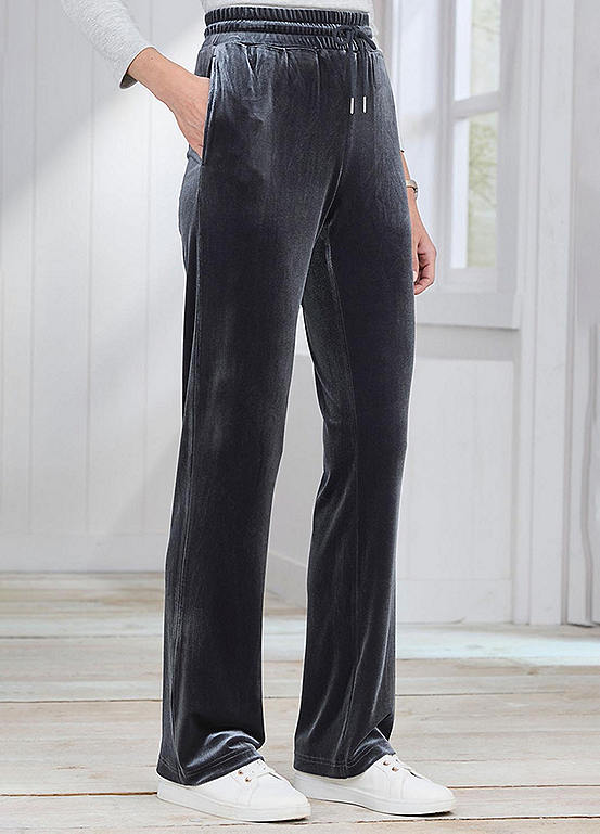 Cotton Traders PullOn Velour Straight Leg Trousers 27ins 68.5cm