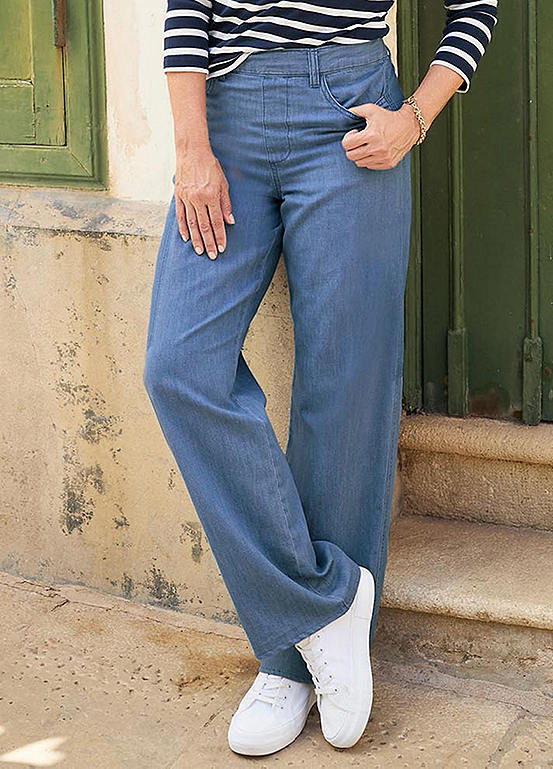 Cotton Traders Pull On Wide Leg Jeans Kaleidoscope