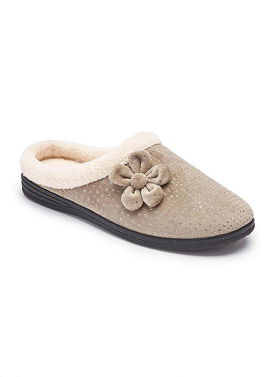 Cotton Traders Winter Berry Flower Mule Slippers Kaleidoscope