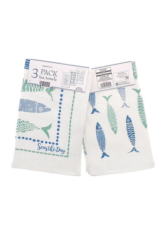 Country Club Seas The Day Set of 3 Tea Towels