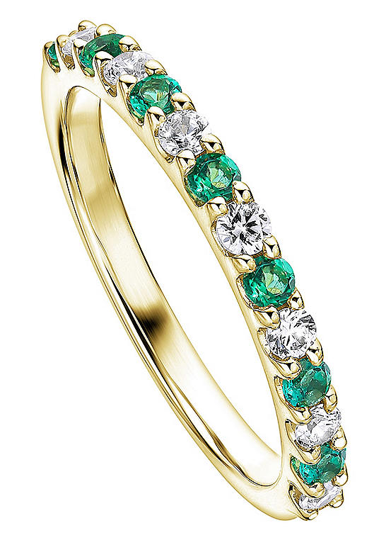 Created Brilliance Odette 9ct Gold Created Emerald & 0.25ct Lab Grown Diamond Eternity Ring