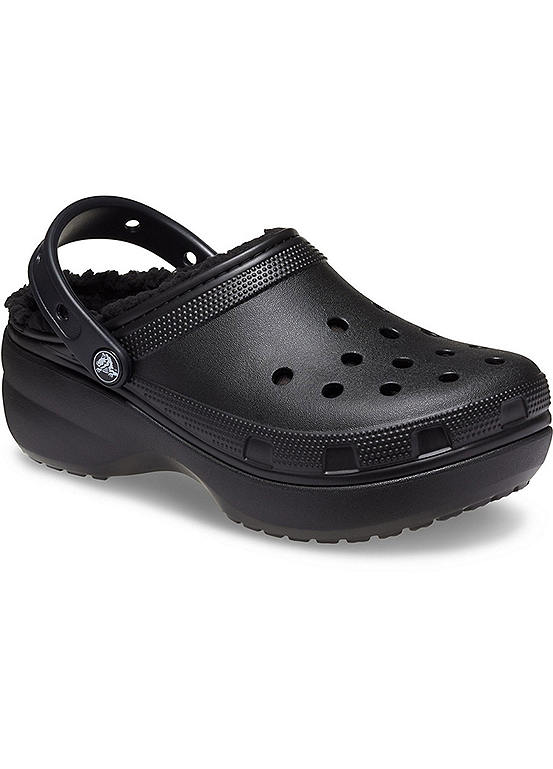 Crocs Black Classic Platform Lined Clogs
