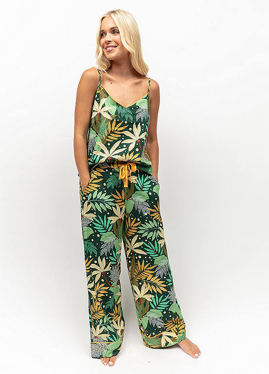 Cyberjammies Gabrielle Palm Leaf Print Cami & Wide Leg Pyjama Bottoms Set