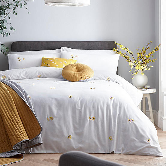 Daisy Embroidered Duvet Cover Set by Kaleidoscope Kaleidoscope