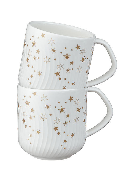 Denby Arc Porcelain Stars Large Mug 2 Piece Set