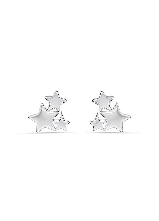Round Sterling Silver and Pavé set CZ Stud Earrings