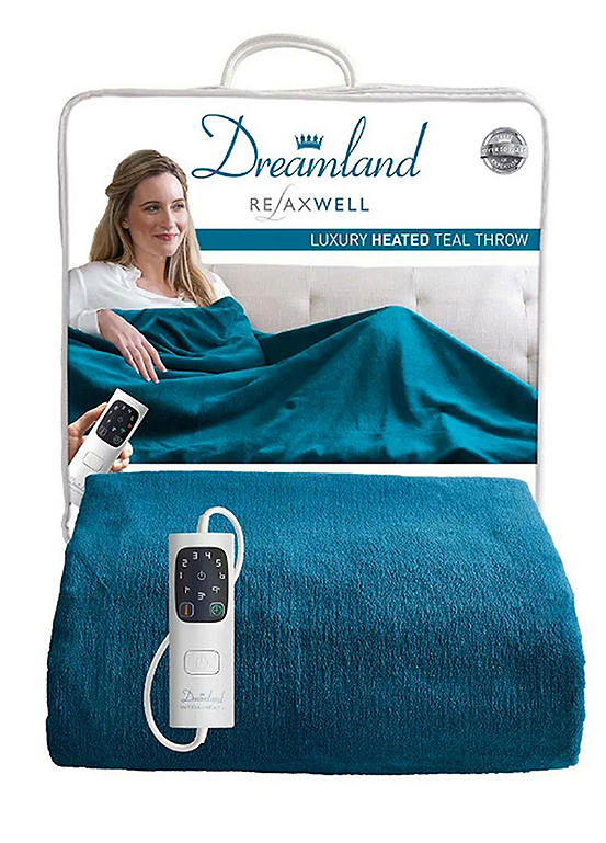 Dreamland Luxury Heated Throw Teal Kaleidoscope