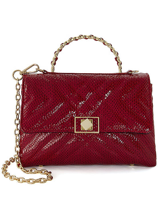 Dune London Dorchies Red Reptile Quilted Shoulder Bag