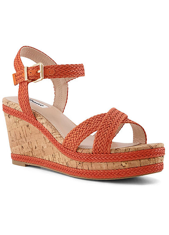Dune London Kelisa Orange Braided Wedge Sandals