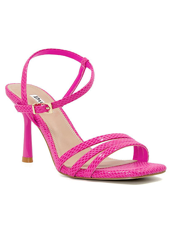 Dune London Magnum Pink Reptile Barely There Heeled Sandals