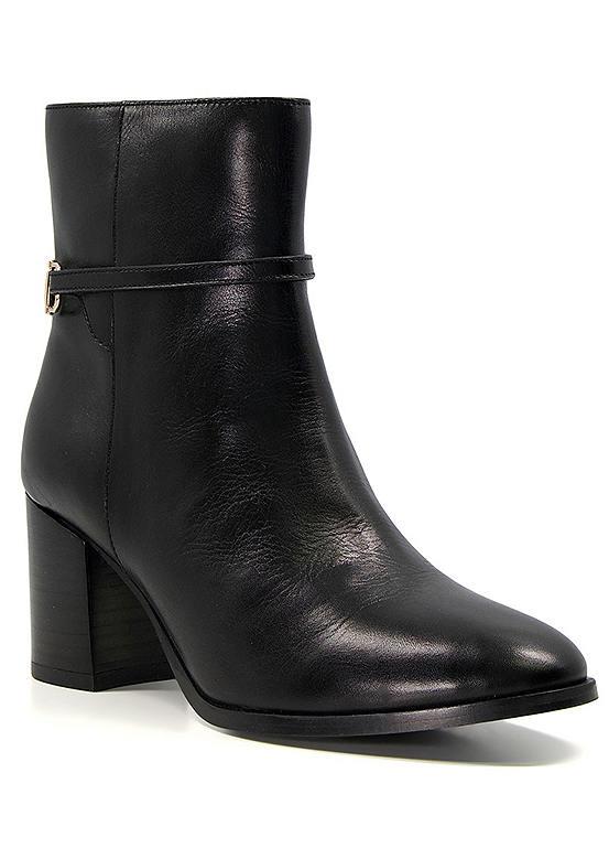 Dune London Patos Black Leather Snaffle Back Ankle Boots