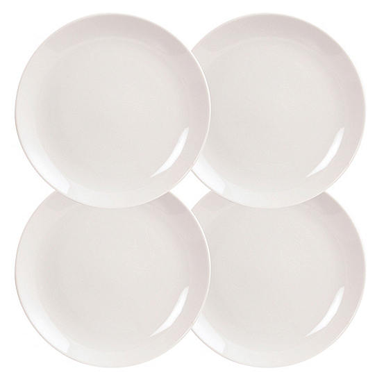 Fairmont & Main Premium White Porcelain Coupe Set of 4 Dinner Plates