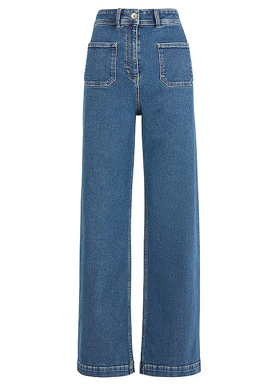 Feel Good Blue High Waisted Wide Leg Jeans | Kaleidoscope