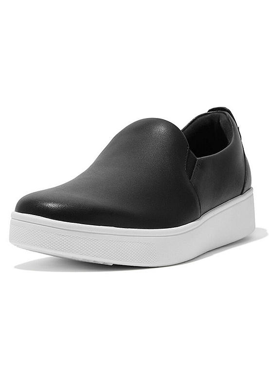 FitFlop Rally Leather Ergonomic Slip-On Skate Trainers