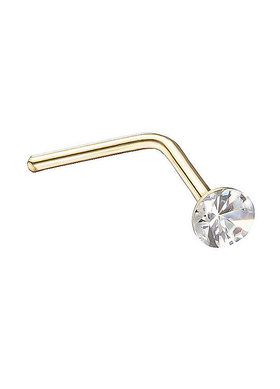 For You Collection 9ct Gold 2mm Crystal Nose Stud