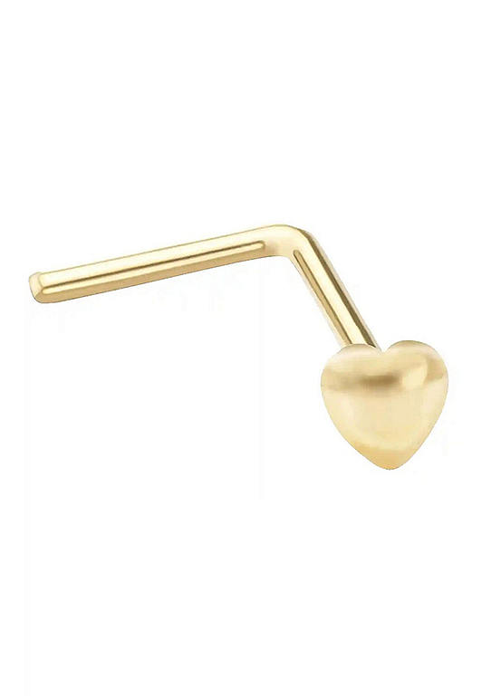 For You Collection 9ct Gold 3mm Heart Nose Stud