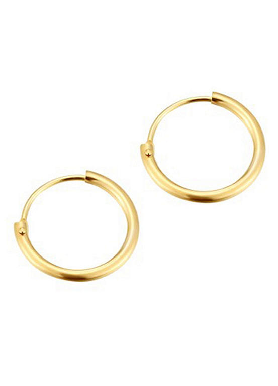 For You Collection 9ct Solid Gold 13mm Hinged Tube Hoop Earrings