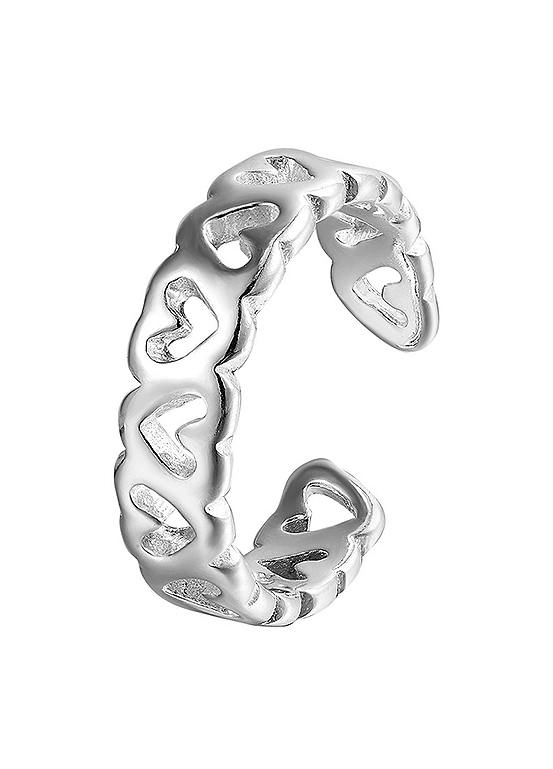 For You Collection Sterling Silver Adjustable Hollow Heart Toe Ring
