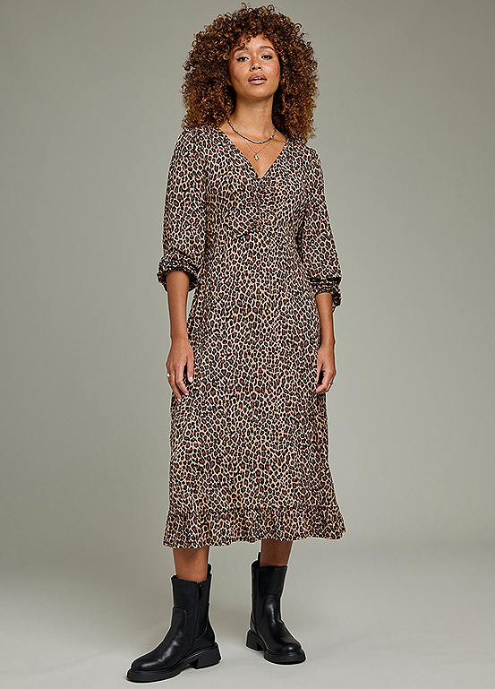 Freemans Leopard Print Midi Tea Dress Kaleidoscope