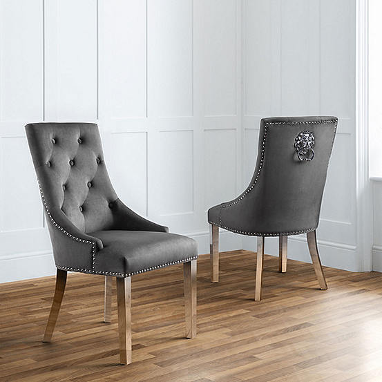 Gladstone Pair of Grey Dining Chairs