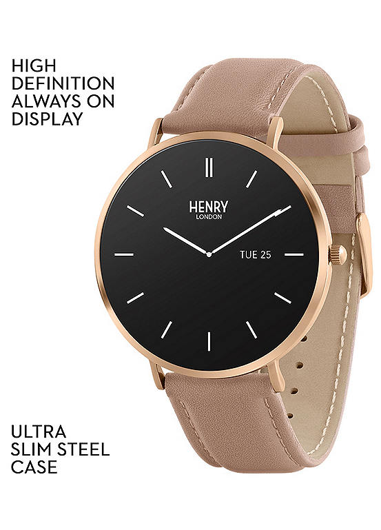 Henry London Smart Amoled Cobweb Leather Strap Watch