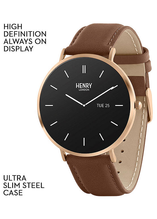 Henry London Smart Amoled Tan Leather Strap Watch