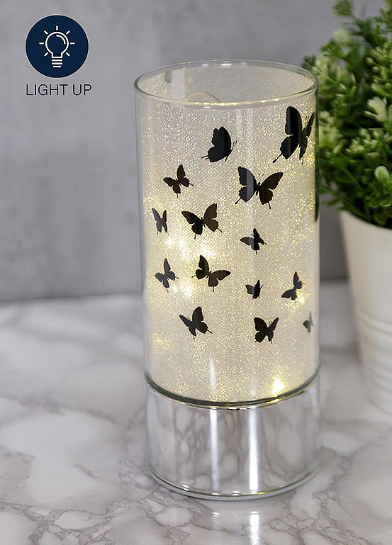 Hestia Glass Butterfly Design Tube with LED Lights