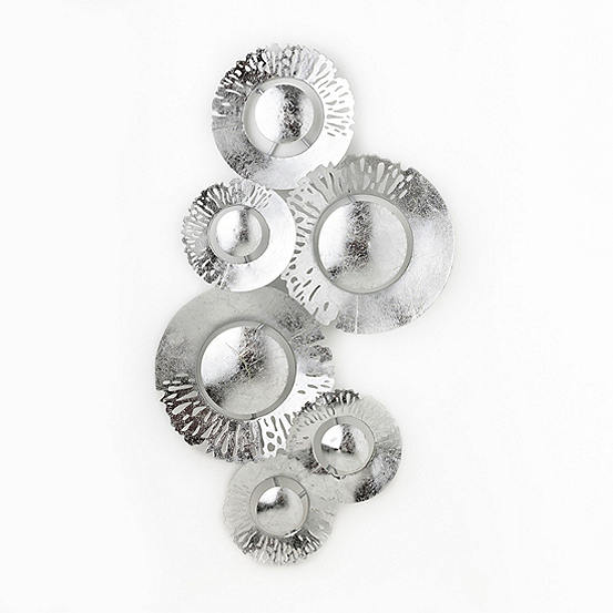 Hestia Metal Wall Art Six Silver Circles Kaleidoscope