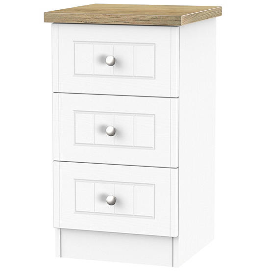 Hofburg Oak Effect Painted 3 Drawer Bedside Chest Kaleidoscope