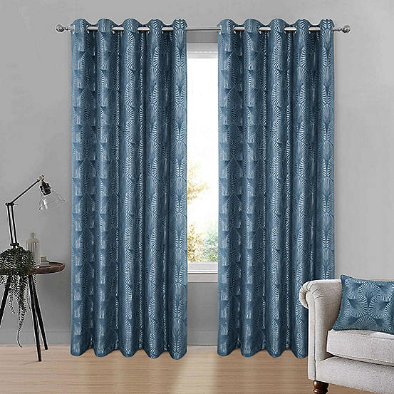 Home Curtains Chrissy Lurex Pair of Chenille Lined Eyelet Curtains