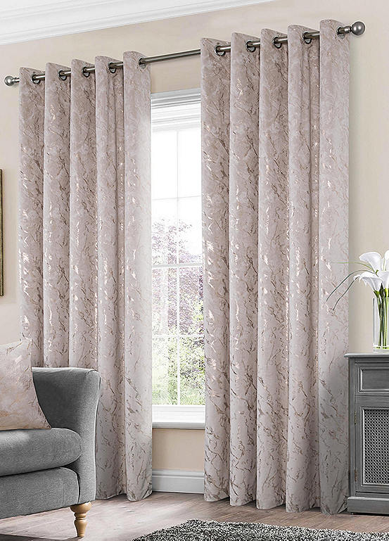 Home Curtains Mabel Embossed Velour Thermal Eyelet Curtains