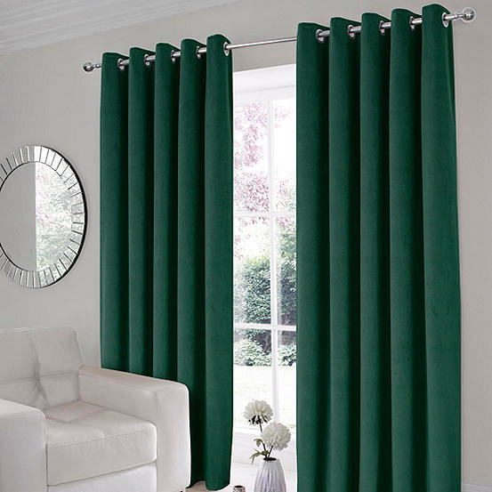 Home Curtains Montreal Pair of Velour Thermal Interlined Eyelet Curtains
