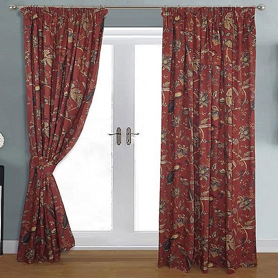 Home Curtains Windsor Pair of Printed Lined Pencil Pleat Curtains