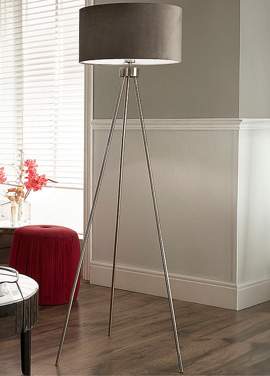 Houston Brushed Silver Tripod Floor Lamp | Kaleidoscope