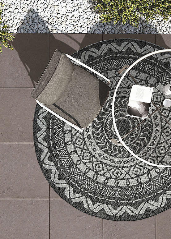 Indoor & Outdoor Circular Grey Rug Kaleidoscope