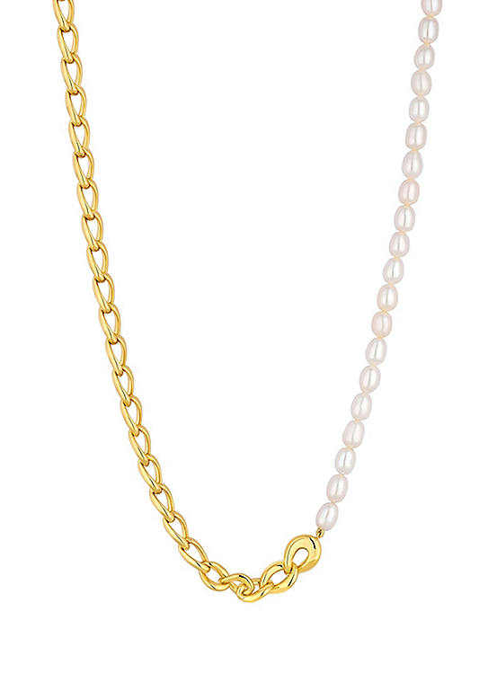 Inicio 14K Gold Plated Recycled Chain & Freshwater Pearl Necklace