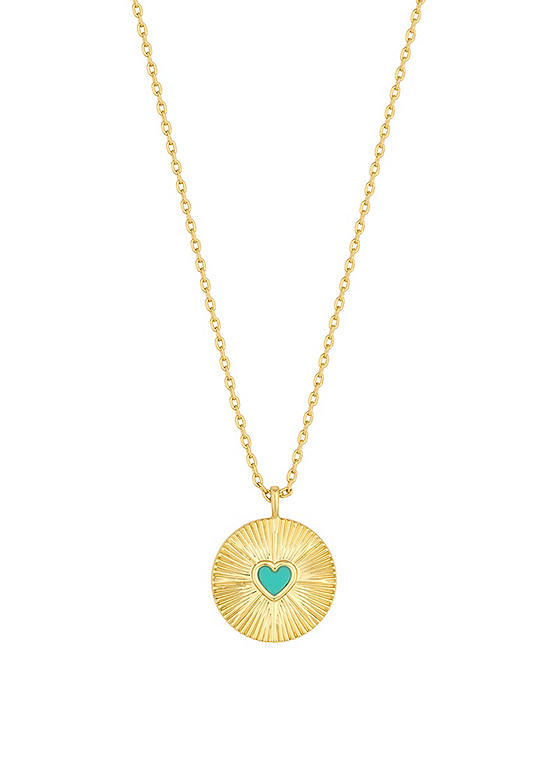 Inicio 14K Real Gold Plated Recycled Turquoise Heart Pendant Necklace