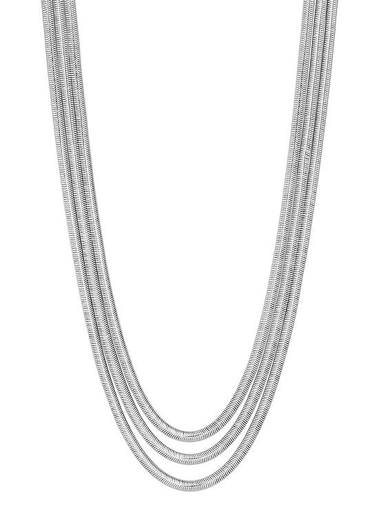 Inicio Recycled Sterling Silver Plated Multi Row Snake Chain Necklace - Gift Pouch