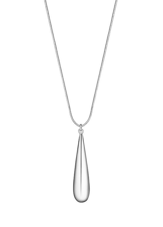 Inicio Recycled Sterling Silver Plated Polished Drop Necklace - Gift Pouch