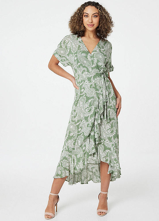 Izabel London Paisley Print Wrap Midi Dress | Kaleidoscope